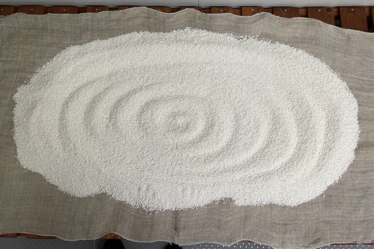 A beautiful Zen garden-like swirl of finished koji drying